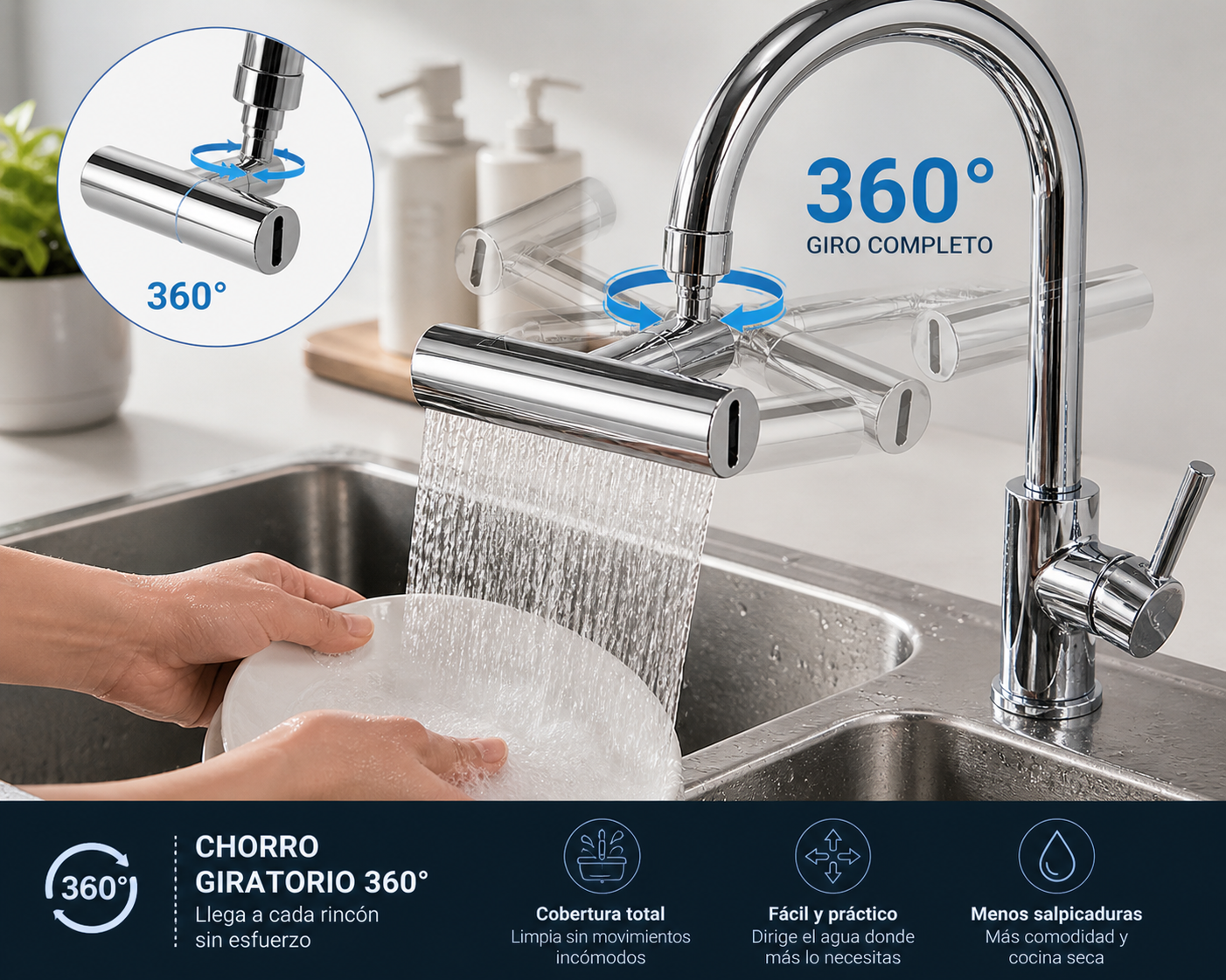 AquaFlex™-Llave Giratoria 4 Modos