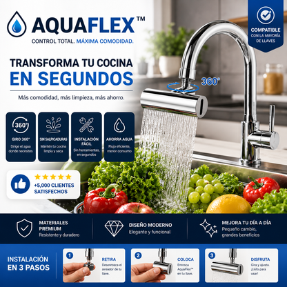 AquaFlex™-Llave Giratoria 4 Modos