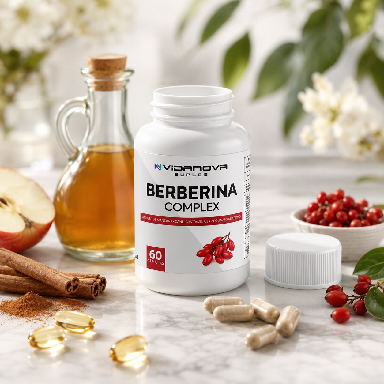 BeraBalance™ | Complejo de Berberina con Vinagre de Manzana, Canela y Vitamina E