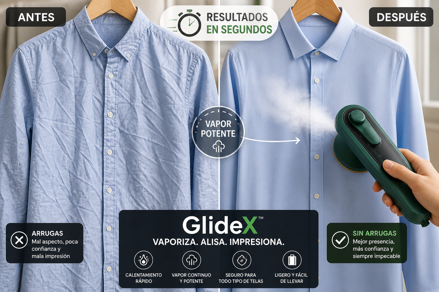 GlideX™-MINI PLANCHA DE ROPA A VAPOR