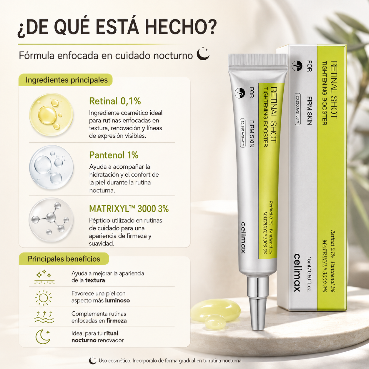CELIMAX RETINAL SHOT™ | Tratamiento Nocturno de Renovación, Firmeza & Glow