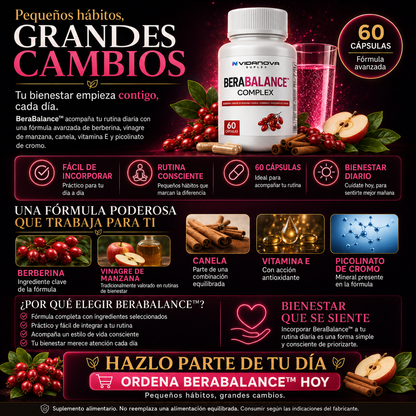 BeraBalance™ | Complejo de Berberina con Vinagre de Manzana, Canela y Vitamina E