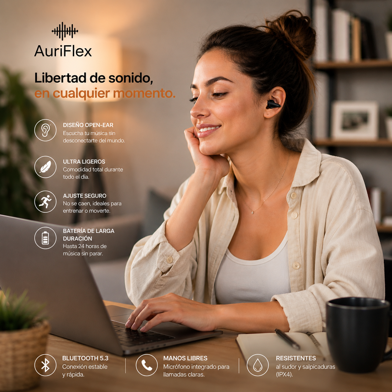 AuriFlex™-AUDÍFONOS CONDUCCIÓN INALÁMBRICOS