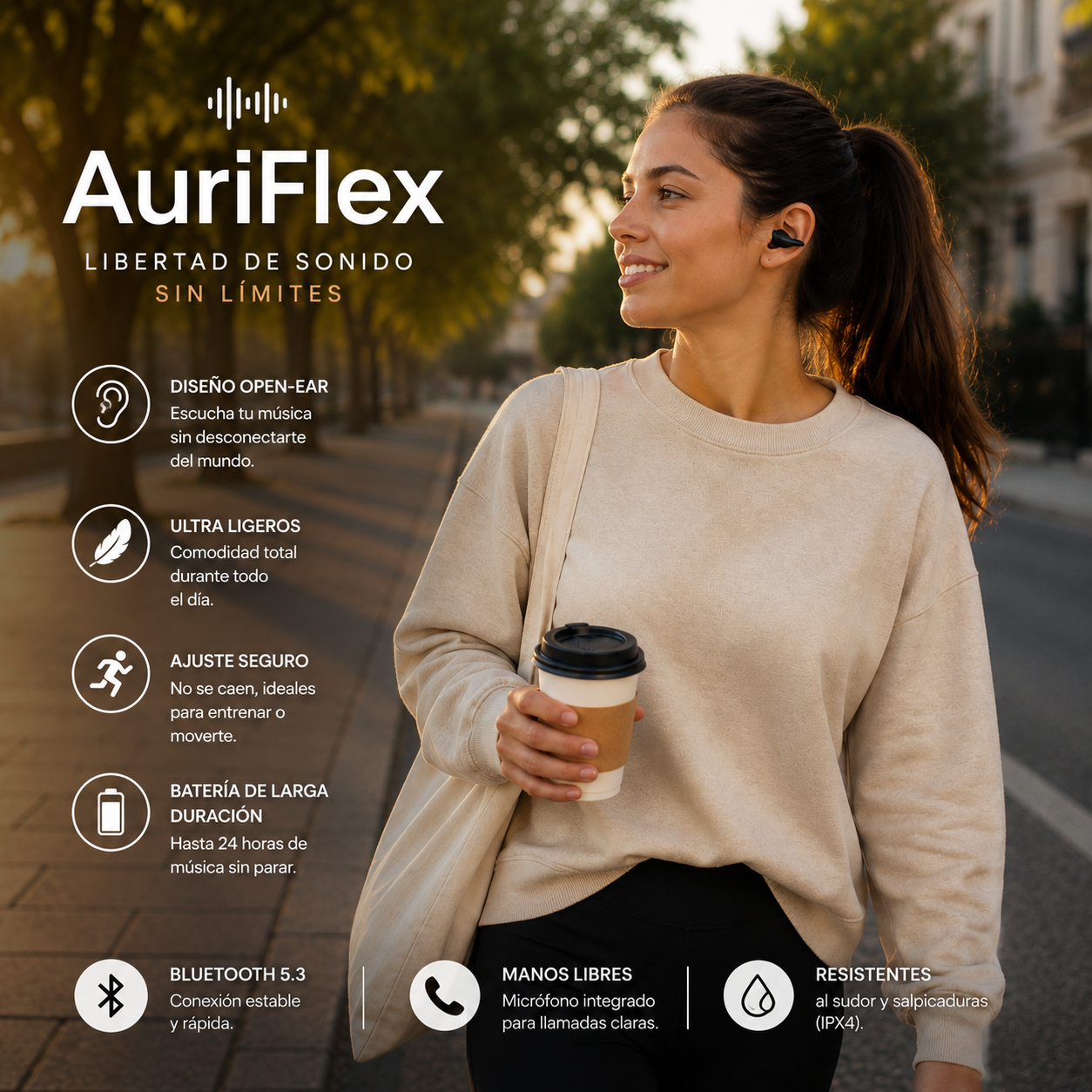 AuriFlex™-AUDÍFONOS CONDUCCIÓN INALÁMBRICOS