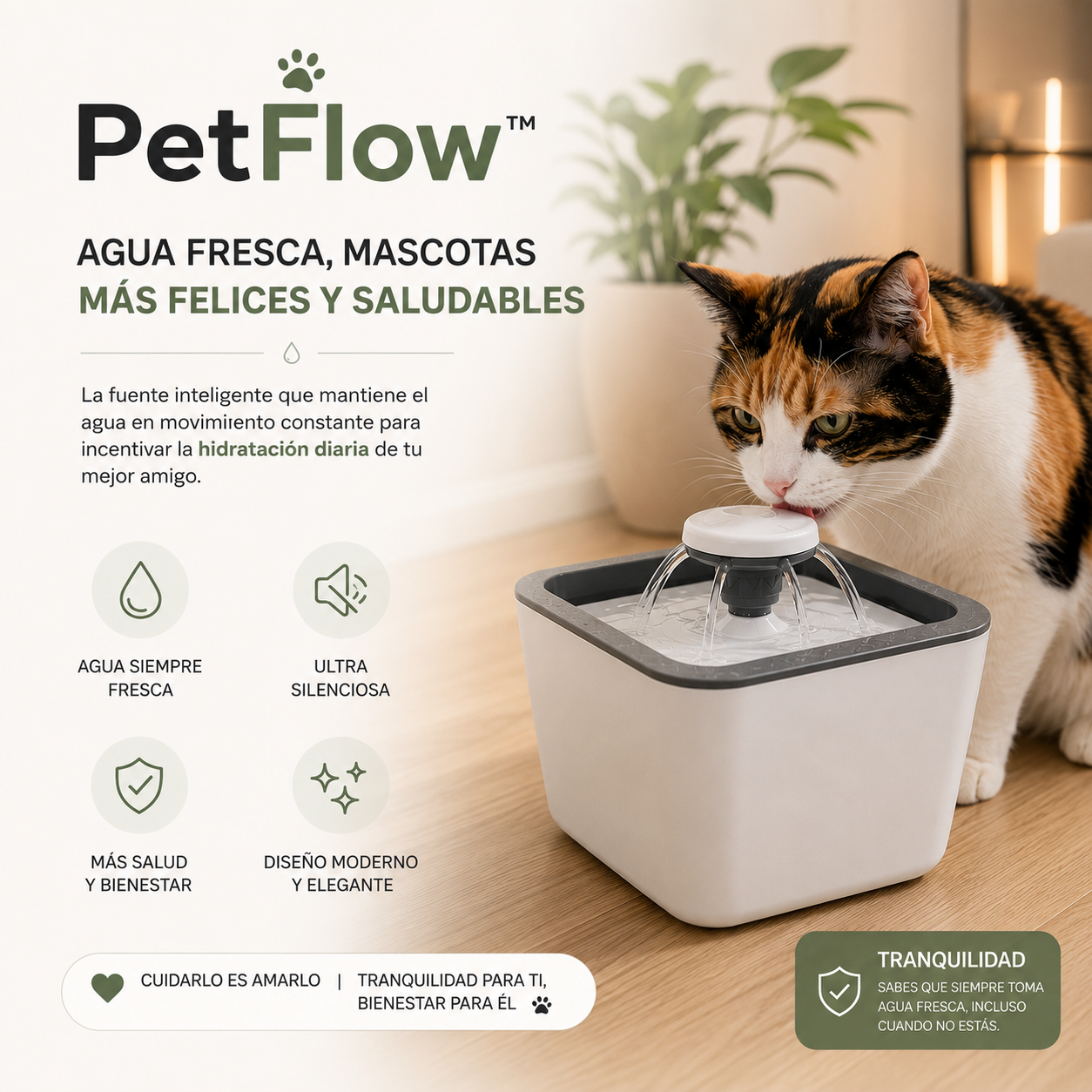 PetFlow™-Fuente De Agua Para Gatos Y Perros 2.5 Lts.