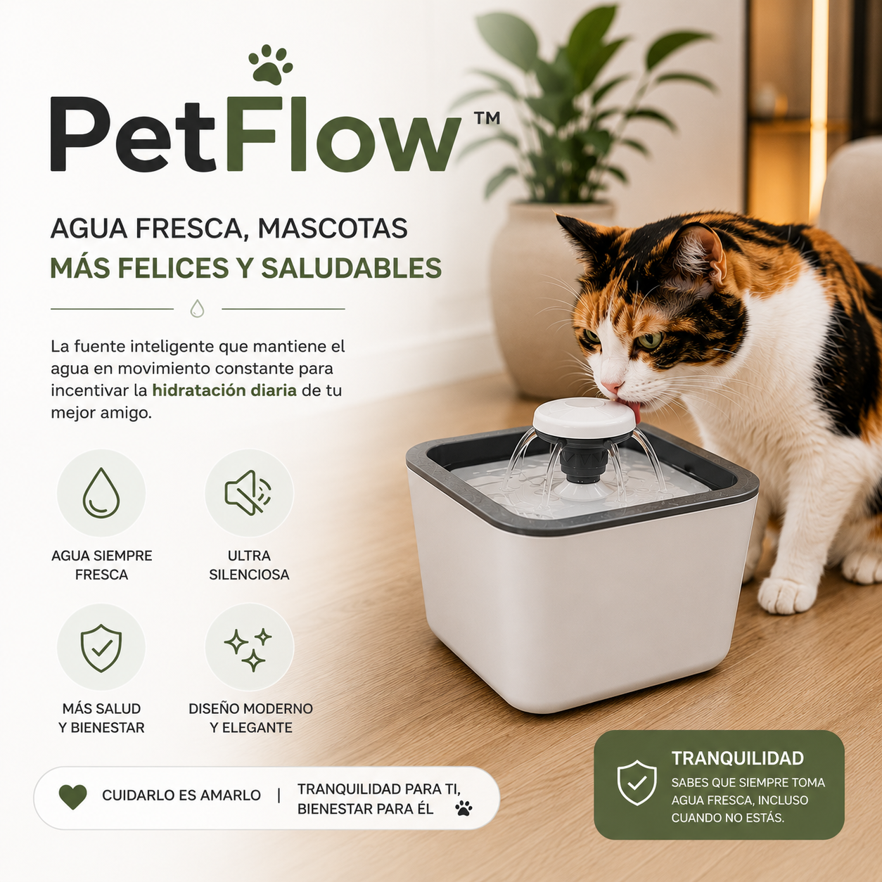PetFlow™-Fuente De Agua Para Gatos Y Perros 2.5 Lts.