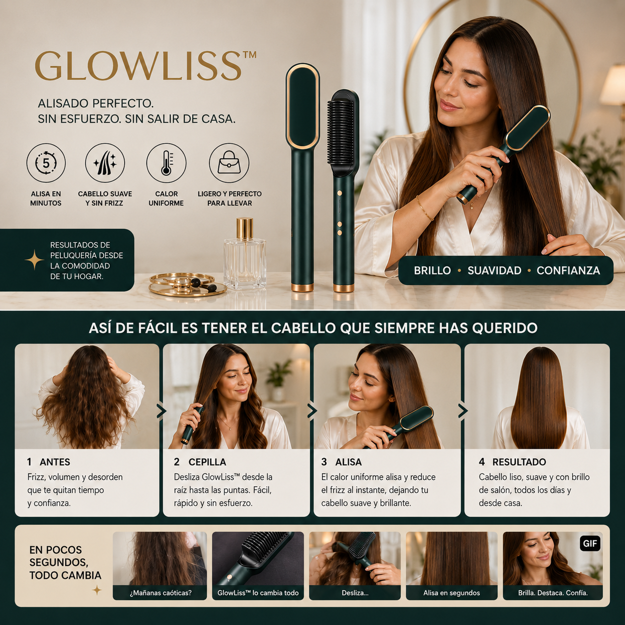 GLOWLISS™-Cepillo Eléctrico Anti Frizz